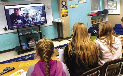 Sixth grade at Sacred Heart Catholic School wrapped up their Global Read Aloud project with a Mystery Meet with a class from Blessed Sacrament Catholic School in Washington DC. After figuring out where the other classes are from, they discussed what it was like living in DC and in Texas as well as favorite parts and characters of the novel, “Thirst.” Both classes shared their school Christmas traditions and even prayed together.