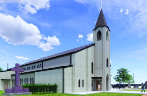 A rendering of the new church.