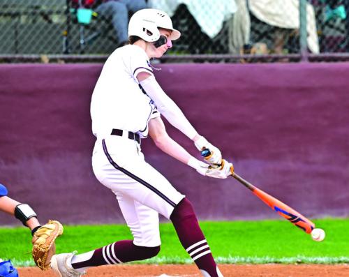 Camden Bosl gets a hit for the Flatonia Bulldogs Tuesday night’s win over Louise. Photos by Stephanie Steinhauser