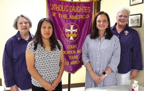 Court Annunciation No. 1962 received two new members, from left, Vice Regent and Membership Chairman Marilyn Kothmann, new members Leticia Jaimes and Ruth Ann Streiff, and Regent Sherry Hebert.