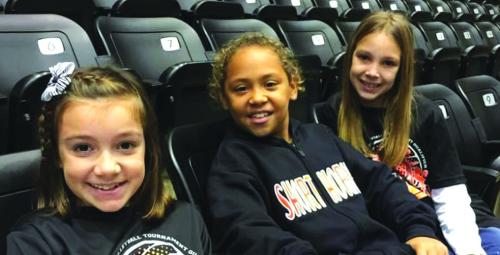 At the 2014 volleyball state title match, which Schulenburg won, these little girls Keaton Walker, Kieryn Adams and Brooke Redding were cheering them on in the photo above. Eight short years later, these three were key players for the Lady Horns this year as they made it back to state. Photo courtesy of Roxann Redding