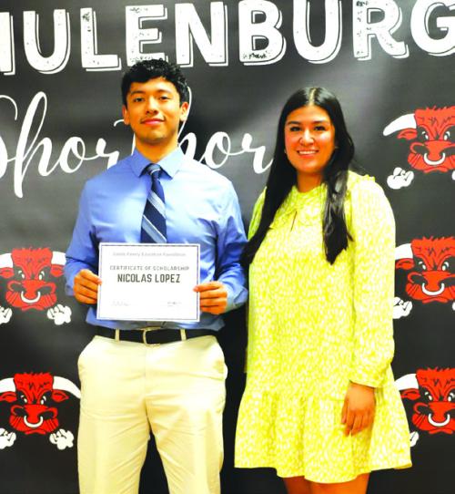 Pictured from left: Nicolas Lopez and Melanie Ramirez, Program Director.