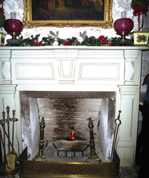 Fireplace in the Historic Faison House greets Holiday visitors.