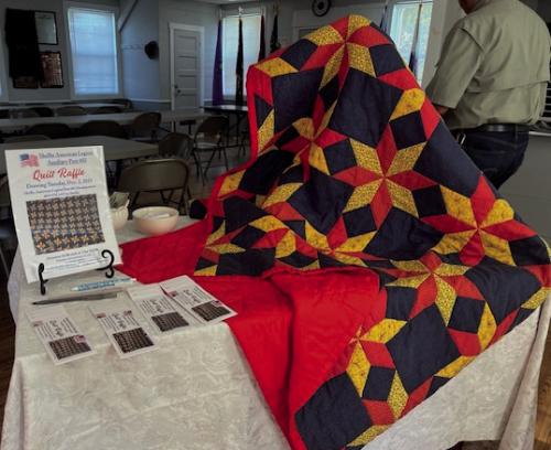 Handstitched quilt from American Legion Post 602.