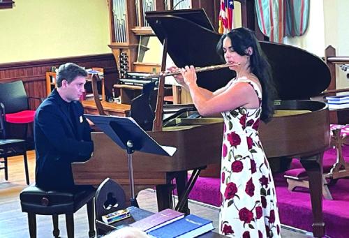 Miles Gillette-Bockhorn, pianist and Isabelle Jamois, flutist, at their stunning inaugural performance of the new Colorado Valley Chamber Players, at St. James Episcopal Church this past Sunday. The new nonprofit founded by the two, is devoted to presenting world-class chamber music to Central Texas. They both completed their masters degrees from The Shepherd School of Music at Rice University in Houston.