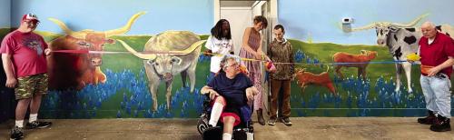 The ribbon-cutting at the Plum Dayhab: Left- Steven, Millie, Eddie, Bianca, Brian, Mikey.