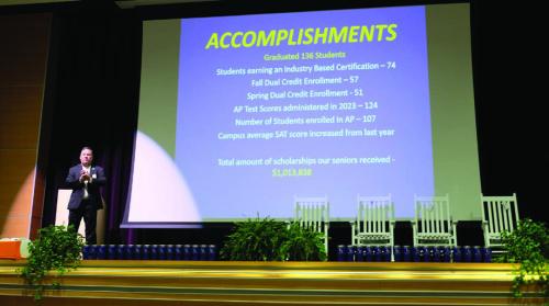 La Grange Superintendent Andy McHazlett praised the staff for their accomplishments during the school year.