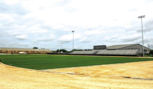 The new natural grass field has been installed at Schulenburg ISD’s David Husmann Memorial Stadium. Photo by Andy Behlen