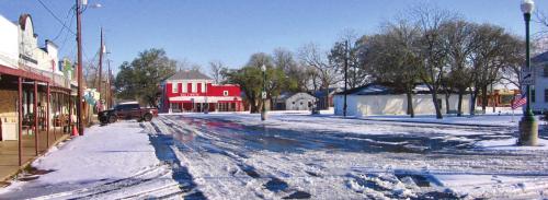The snowy, empty streets of downtown Fayetteville from two weeks ago. Photo by Hanna Hoffman