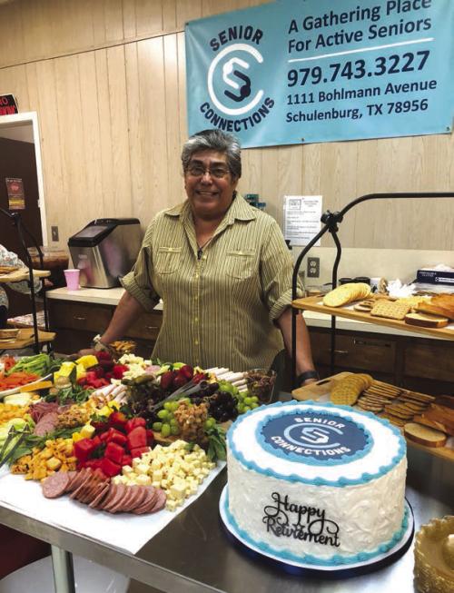 Cindy Villarreal celebrates her retirement on May 1 at Senior Connections in Schulenburg.