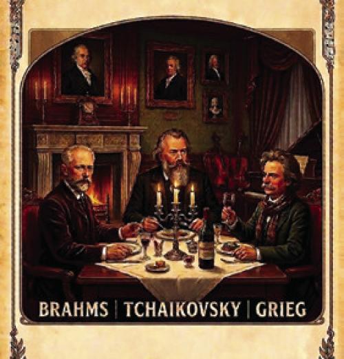 Pyotor Ilyich Tchaikovsky, Johannes Brahms and Edvard Grieg, the three renowned composers, dining together for the first time on January 1, 1888 in Leipzig. CVCP’s second concert featuring the music of the three will be on Saturday, July 25, 3 p.m. at St. James Episcopal Church.
