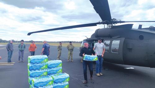 After the big freeze in February, water was in such short supply locally because of busted pipes, The Texas Military Department delivered bottled water via helicopter to the La Grange airport.