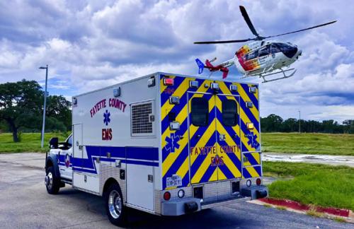 A Washington Co. EMS helicopter takes off after picking up a patirent from Fayette Co. EMS earlier this year.