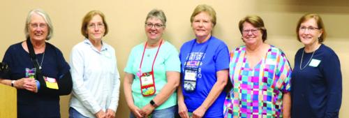 The Colorado Valley Quilt Guild presents their newest Slate of officers for the upcoming 2025-- 2026 Year. Left to Right – President: Carolyn Cheatham, Secretary: Gail Duncan, Treasurer: Sandy Courrier, 1st Vice President: Marian Tajchman, 2nd Vice President: Laurie Talbert, 3rd Vice President: Gay Dobbs.
