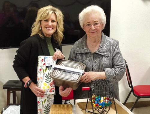 Blackout winner Helen Onheiser with Joann Shimek of Wellsential Care.