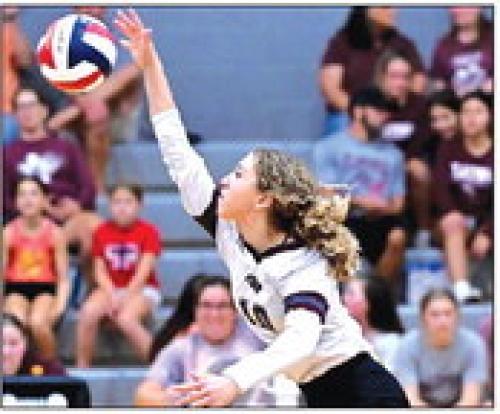 Flatonia’s Emma Kosler spikes the ball last week in a win for the Lady Bulldogs over Smithville. Photo by Stephanie Steinhauser
