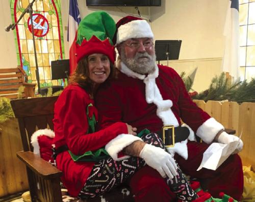 Santa and his Elf at the Stray Gathering Cowboy Church Christmas in Muldoon