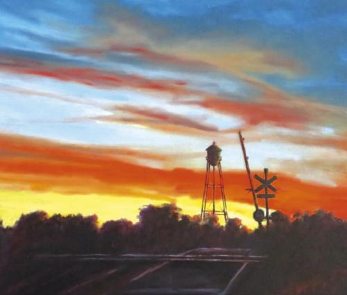 “Crossing the Tracks” oil on linen by Steve Shultz.