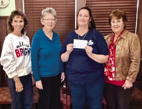 Hostyn KJT Society No. 3 presented two donations to the Meals on Wheels Rural Capital Area in La Grange. The Hostyn Society gave $100 and an additional $400 came from a KJT Memorial Fund grant. Pictured in the presentation were the Hostyn KJT Society Officers from left: Treasurer Brenda Fietsam; Secretary Joyce Muras; Jennifer Burrow, Meals on Wheels Site Manager; and Reporter Dianna Kallus.