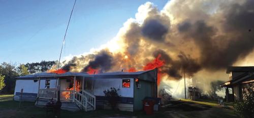 A house fire started Friday afternoon in the West Point area on FM 154 near Highway 71. Multiple fire departments responded to the blaze. None of the residents in the home were injured. Some of the pets in the house were saved, but others perished in the fire. The cause of the fire was not known at press time.
