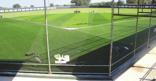 The Fayetteville baseball field as it looked Tuesday from the stands, with the turf installation nearly complete. Photos by Jeff Wick