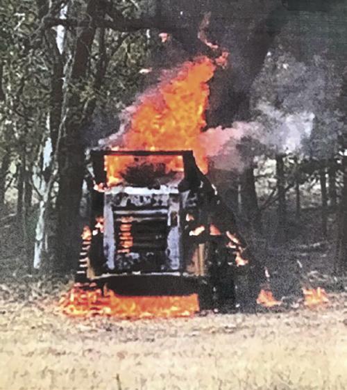 On Monday afternoon around 1:06 p.m. Fayette County Sheriff’s Office received a 911 call reporting a skid steer on fire on Creamer Creek Rd. off Country Club Drive near La Grange. The La Grange Fire Department was notified and responded to the scene along with Deputy Jared Michalec. Upon arrival the Cat skid steer used to clear brush on the property caught fire and was fully engulfed. The La Grange Fire Department quickly extinguished the fire and there were no reported injuries.