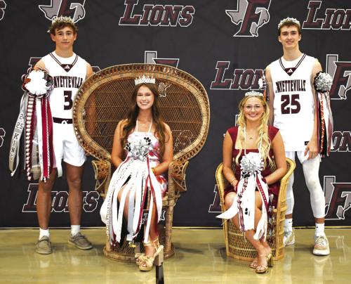 Fayetteville High School held its homecoming festivities last week, including the crowning of the homecoming royalty. Left to right, are King - Lawson Fritsch, Queen - Harper Mau, Princess Tara Vitek and Prince - Easton Jaeger. Basketball Beau was Easton Jaeger.