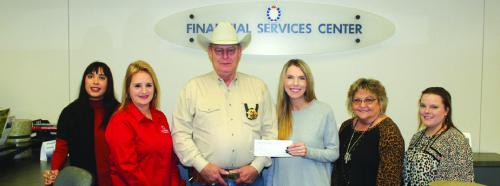 Prosperity Bank in La Grange recently made a donation to the La Grange Police Department. Pictured from left to right at the donation are: Carolina Fuentes, Marsha Hutton, Police Chief David Gilbreath, Ashley Kubala, Barbara Janacek and Kelsey Gerik. Photo by Jeff Wick