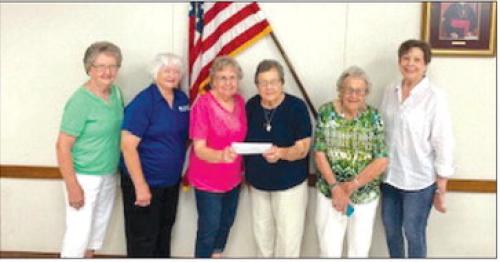 St. Anne’s Society No. 10-Fayetteville presented a check to St. John’s Altar Society from proceeds raised from their bake sale. The donation was matched by the KJZT Family Life. Pictured from left: Violet Krenek, Member; Rose Rohde, KJZT secretary; Madelyn Kovar, Altar Society president; Mary Jane Toddy, KJZT president; Margie Sodolak, Member; and Margie Vasek, Member.