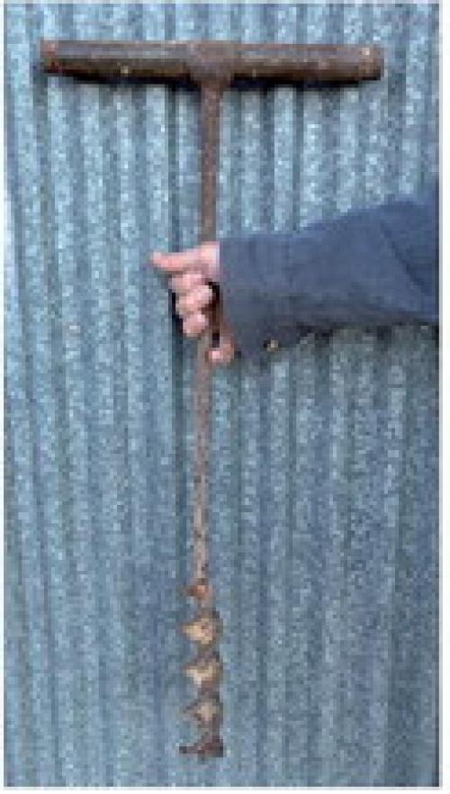 The auger used to drill the hole for the 4 sticks of dynamite.