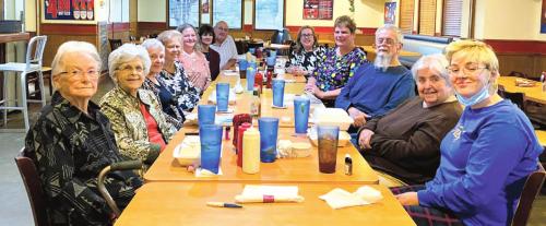 Enjoying the annual social in the photo from left, Rose Recek, Barbara Brauner, Pat Wagner, Doris Lidiak, Phyllis Chavarria, Barbara Eilert, John Eilert, Elizabeth Kallus, Donna Janda, Ben Chovanec, Otillie Matocha, Anna Stribling. Not pictured is Marilyn Kothmann.