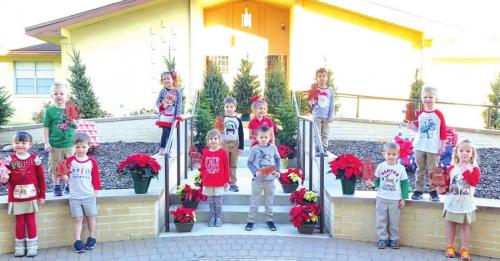 Patty Tolbirt’s and Denise Kubena’s Pre-K4 students: Adam Bertsch, Bowen Bishop, Hazel Gaertner, Zaylee Gilbreath, Cole Hodges, Jax Johnson, Maggie Kleiber, Blake Markwardt, Isabella Matula-Vesasquez, Landry Murphy, Blaze Pool, Bailey Tousek and Hudson Virnau.
