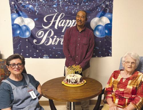 June birthdays were celebrated with Brenda Ray, Joseph Collins, and Clara Christ, who were there for the photo with the cake baked by our secret baker.