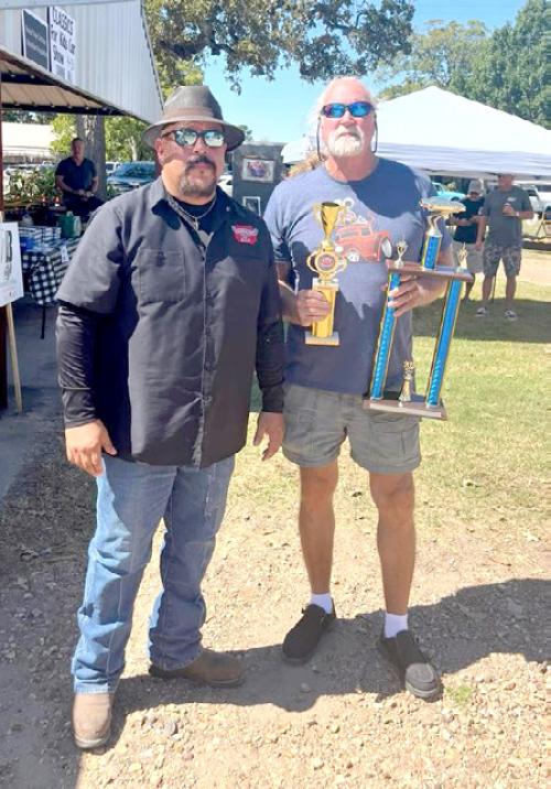 Patrick Kirts (right) won best truck for his 1954 Chevy truck. He is pictured with Tony Ramirez, head Judge.