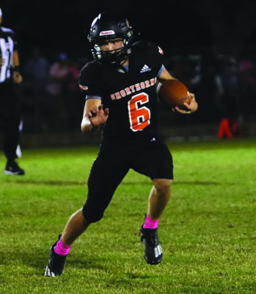 Schulenburg’s John Davis runs the football in Friday’s game. Photo by Audrey Kristynik