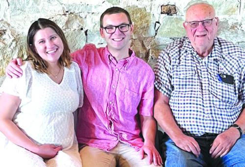 Elton and Miko Kulak were honored with a family baby shower. Elton is the grandson of Devon Boehnke, pictured on the right.