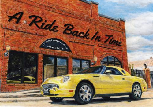 Jace Nietsche, a former La Grange student and active member of the Anchor Club of La Grange while in high school, is the very talented photographer and artist who created this artwork for “A Ride Back in Time”.
