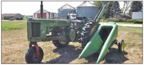 This is a picture of a 1953 corn picker like the one referenced in the story.