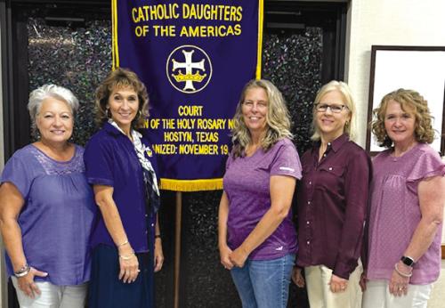 The Catholic Daughters of Queen of the Holy Rosary, Court No. 2282 of Hostyn, welcomes a new slate of Officers for 2024–2026. Pictured from left are Barbara Mach, Recording Secretary; Brenda Fietsam, Vice-Regent; Sarah Koehl, Regent; Clara Smith, Financial Secretary; and Donna Rebecek, Treasurer. Not present is Fr. Eddie Winkler, Chaplain.