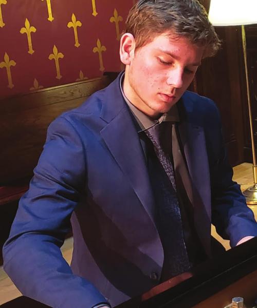 Miles Gillette at the piano. Photo by Laura Gillette