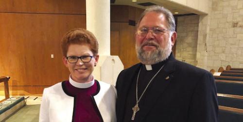 Rev. Susan J. Briner, Bishop of the ELCA Southwestern Texas Synod, will be guest preacher at communion services on Sunday, Nov. 23. She is pictured here (left) with Rev. Herb Beyer, lead pastor for the Tri-County Cooperative Ministries ELCA.