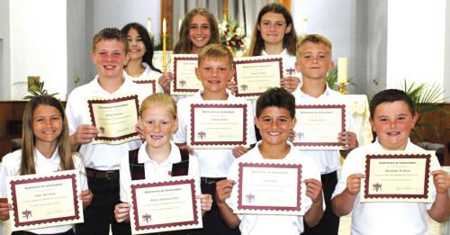 The following students attained High Honor Roll Each nine weeks for the school year: Pictured from front left is: Clare Besetzny, Briley Hartensteiner, Cal Schiffli, Abraham McBride; middle row: Bo Brossmann, Holden Holub, Weston Hollas; back row: Lillia Wotipka, Jenna Guentert, and Valerie Sedlar.