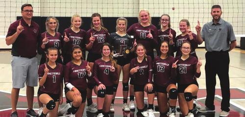 The Fayetteville volleyball team shows everyone who is No. 1 after winning their home volleyball tournament over the weekend. Photo courtesy of Rachel Schley