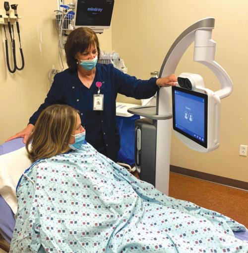 Simulation of a St. Mark’s Medical Center patient teleneurology bedside consultation.
