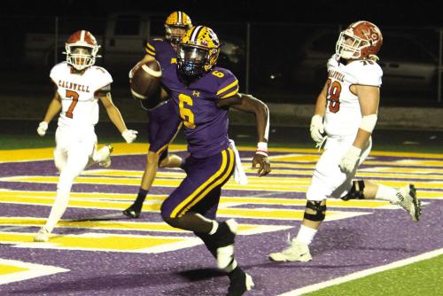 La Grange’s C.J. Davis, scoring the first of this two touchdowns Friday.