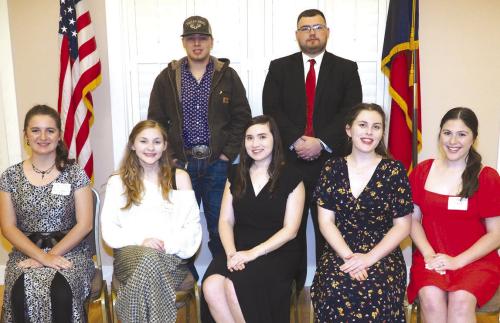 Seated left to right: Liberty Killion, Ashley Pesl, Bailey Karisch, Victoria Hart, Elizabeth Hart. Standing left to right: Trevor Beyer, and Jason Shimek.