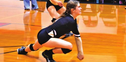Round Top-Carmine’s Mallory Krause makes a diving dig attempt in Friday’s match against Brazos. The Cubettes lost in three sets. Photo by Paul Kipp