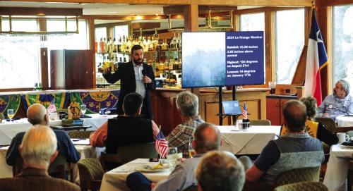 LCRA Meterologist Bob Rose presented his spring weather forecast to the La Grange Noon Lions last Thursday. Photo by Andy Behlen