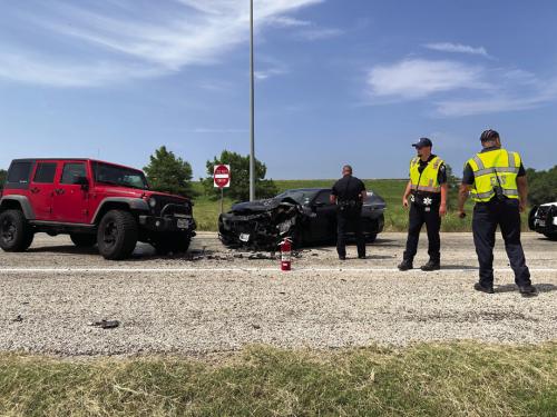 A two-vehicle accident resulted in three people injured at the bypass intersection on the west end of La Grange Monday afternoon. Photo by Bobby Bedient