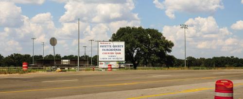 The entrance to the Fayette County Fair, near where Sunday’s accident occurred.